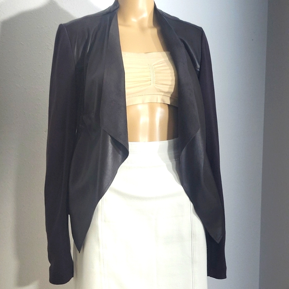 KUT from the cloth brown vegan leather knit jacket fully lined size large